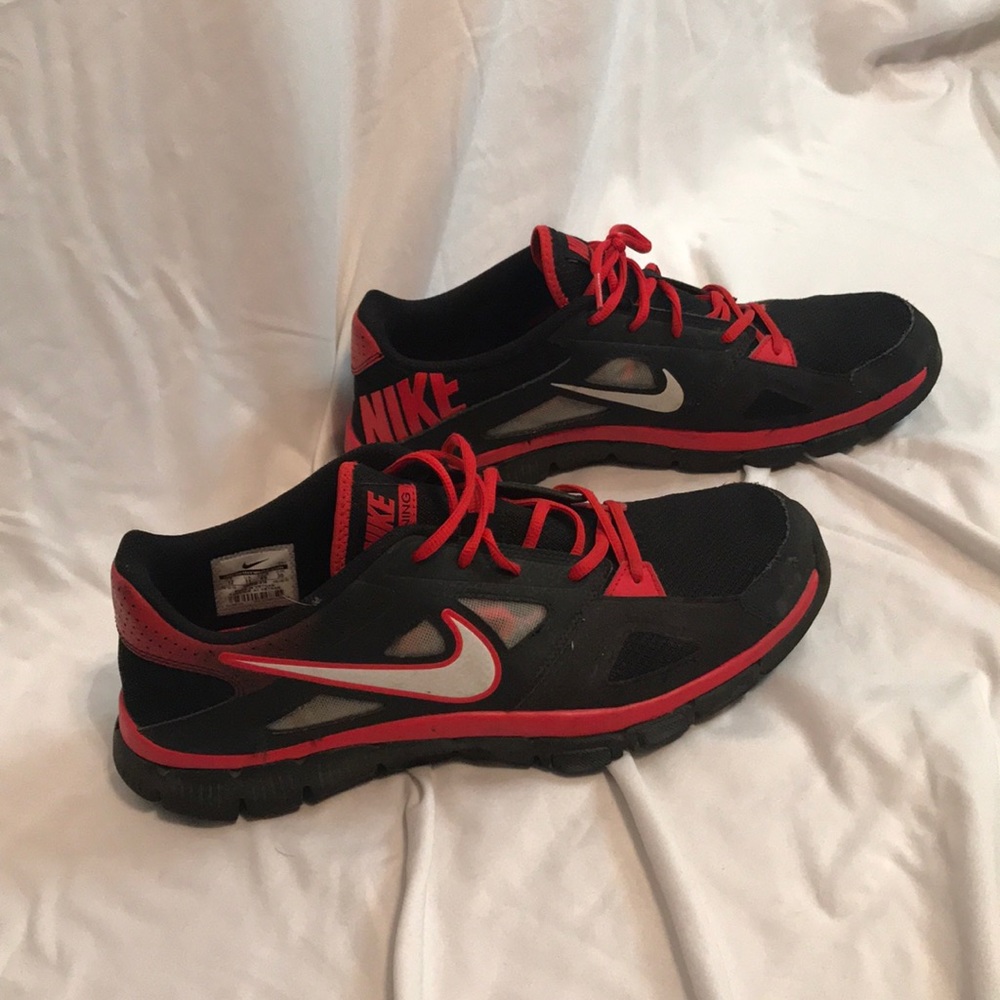 Black and red Nike shoes